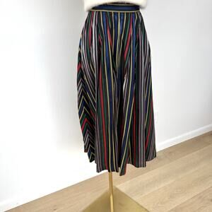 Vintage 1950s Full Circle Skirt Candy Striped Circus Ribbon Silk Taffeta Sz 6